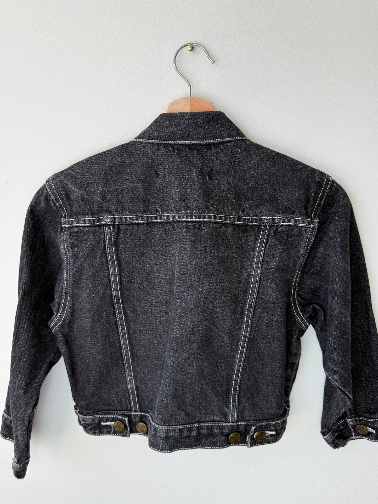 Y2K FRENCH TOAST Kids' Black Denim Jacket with White Stitching