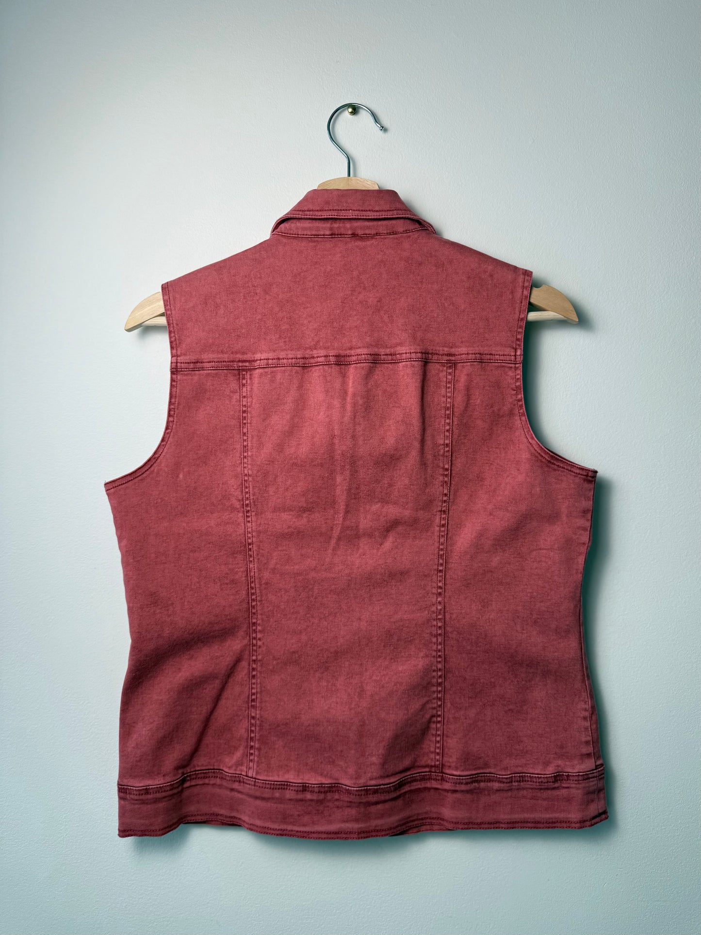 Y2K Vintage LA DONNA Women's Rose Pink Denim Zip-Up Vest