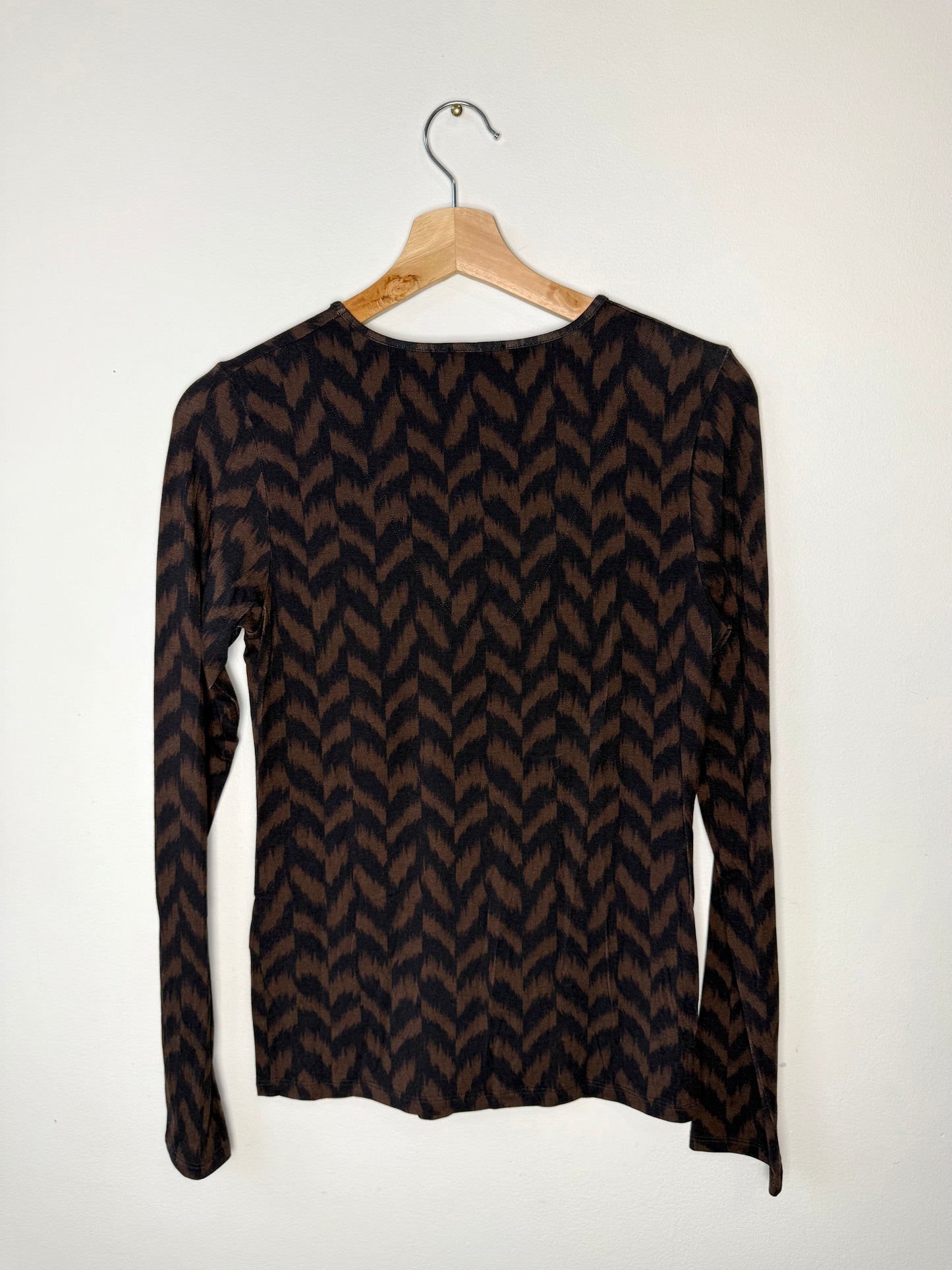 Marc Cain Women's Herringbone Pattern Brown Top