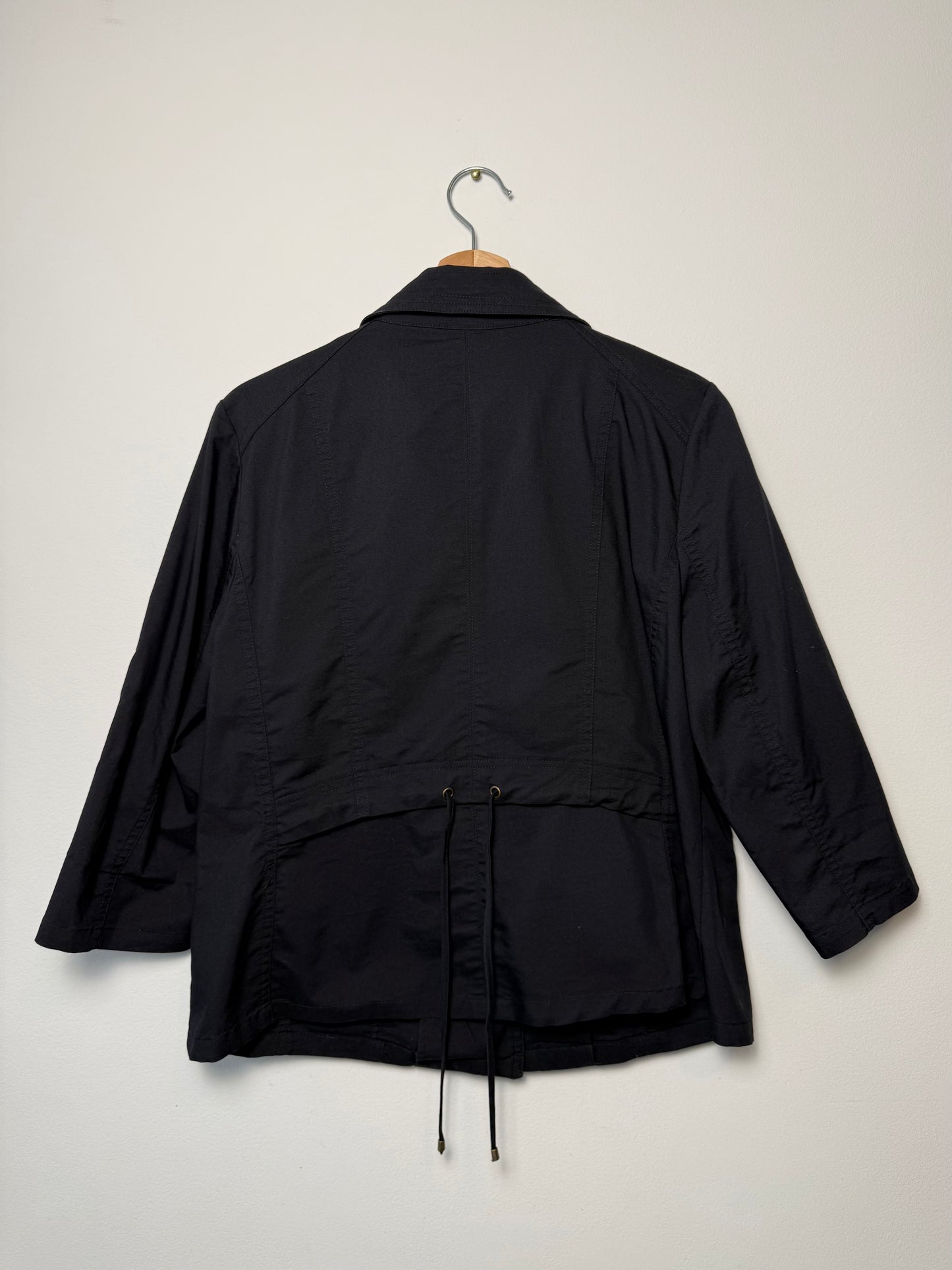 Y2K TANJAY Women's Black Lightweight Utility Snap-Front Jacket with Tab Sleeves