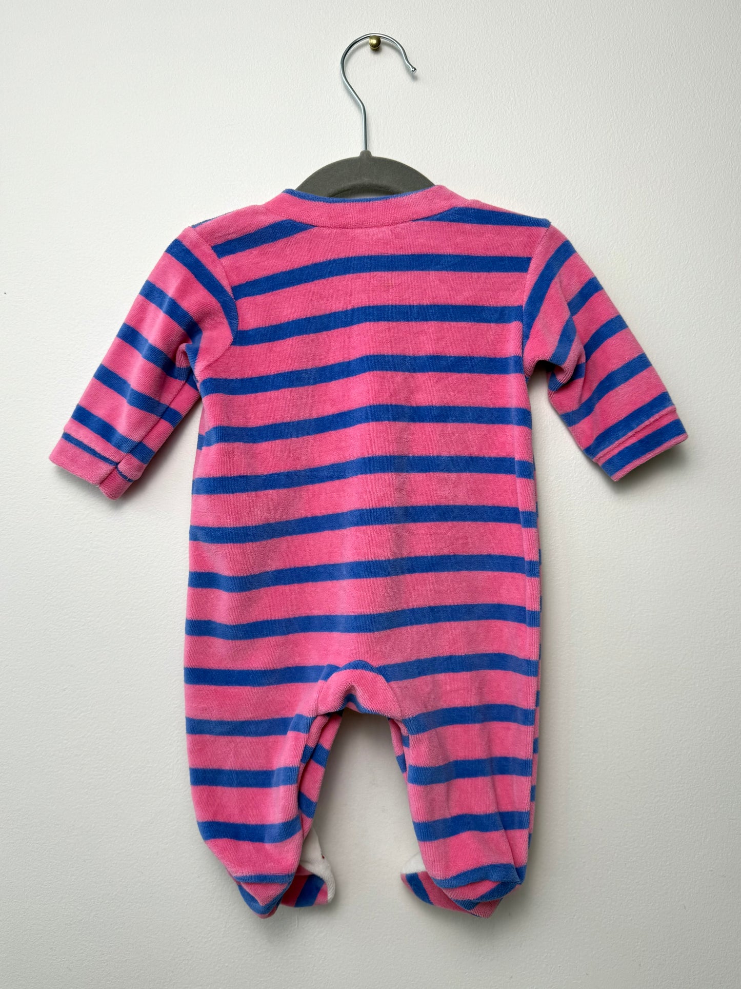 Pink & Blue Striped Baby Footed Rompers