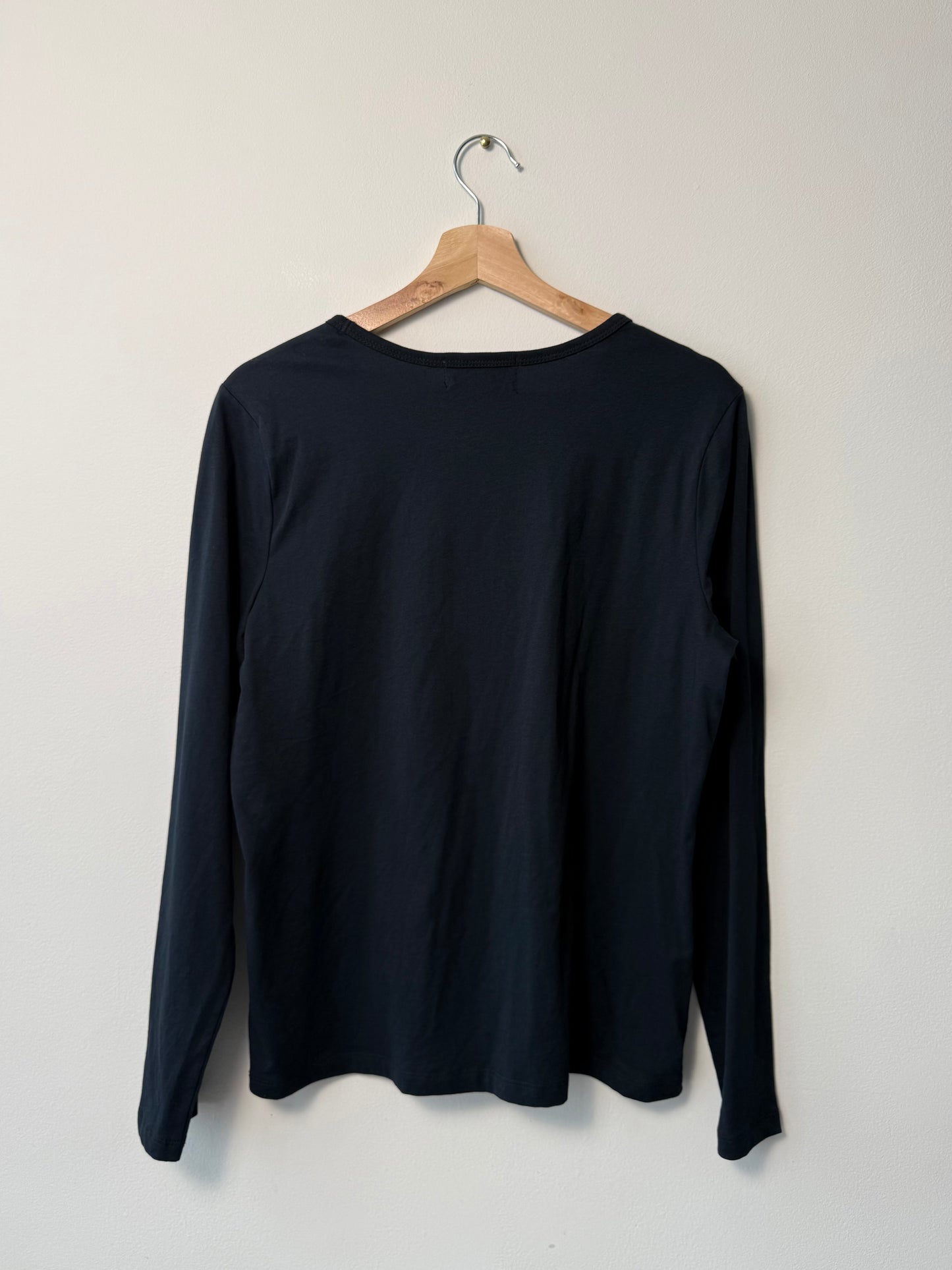 Unworn L-RL Ralph Lauren Active Beaded Crest Logo Black Long-Sleeve Shirt