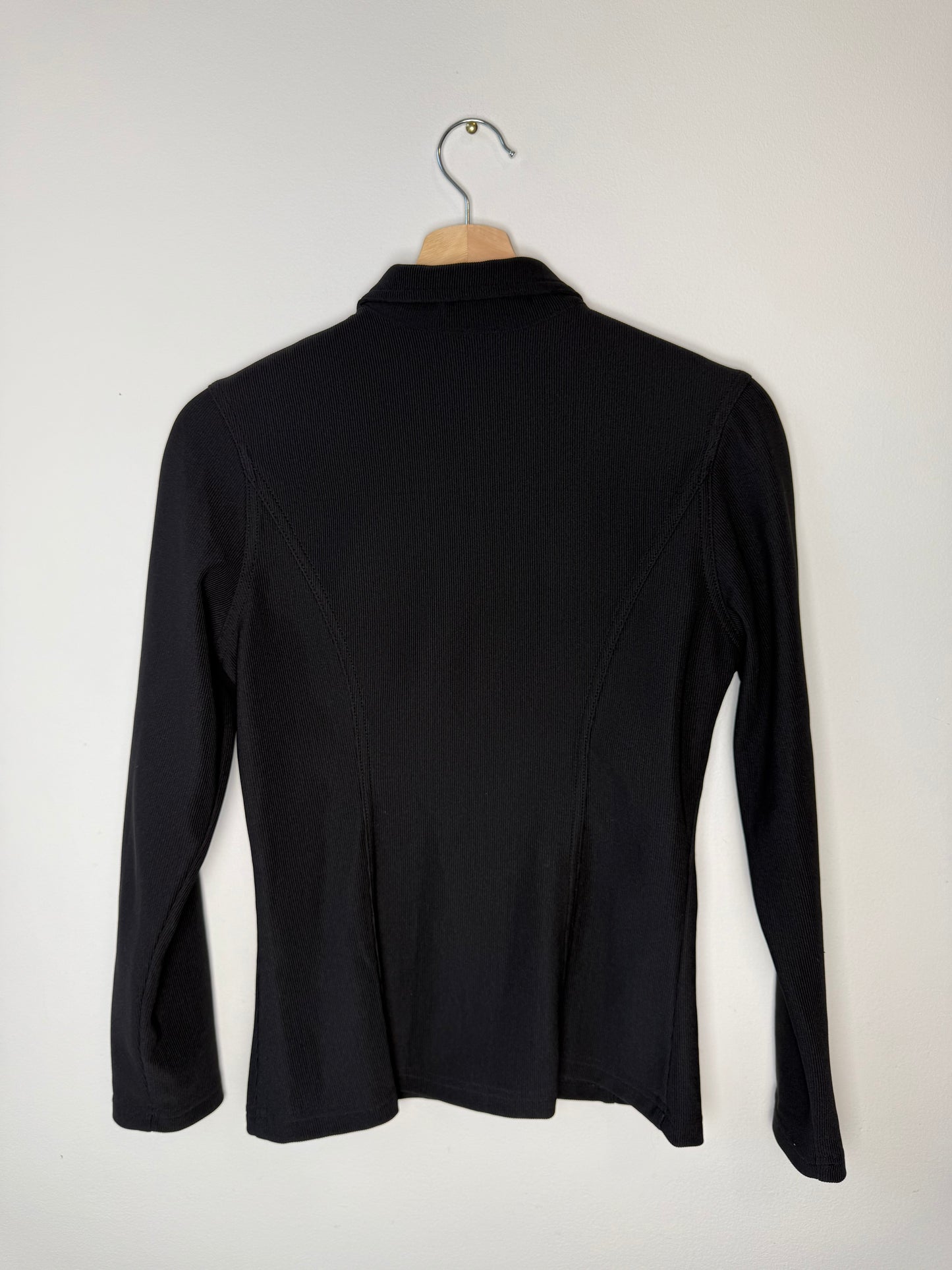 Vintage Club Franco Women's Black Ribbed Button-Front Shirt