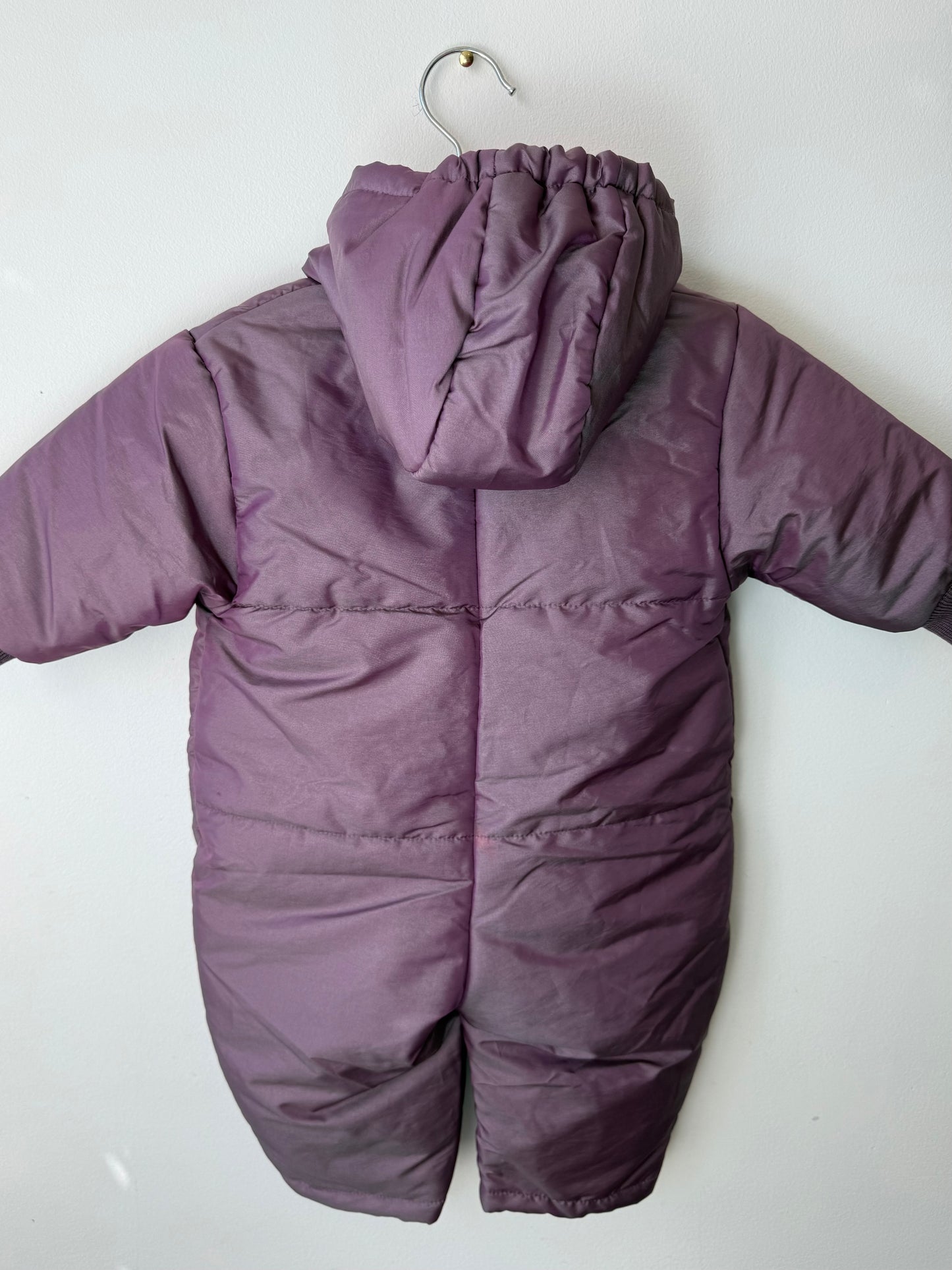 Unworn Vintage Prémaman Baby Purple Snowsuit with Butterfly Embroidery