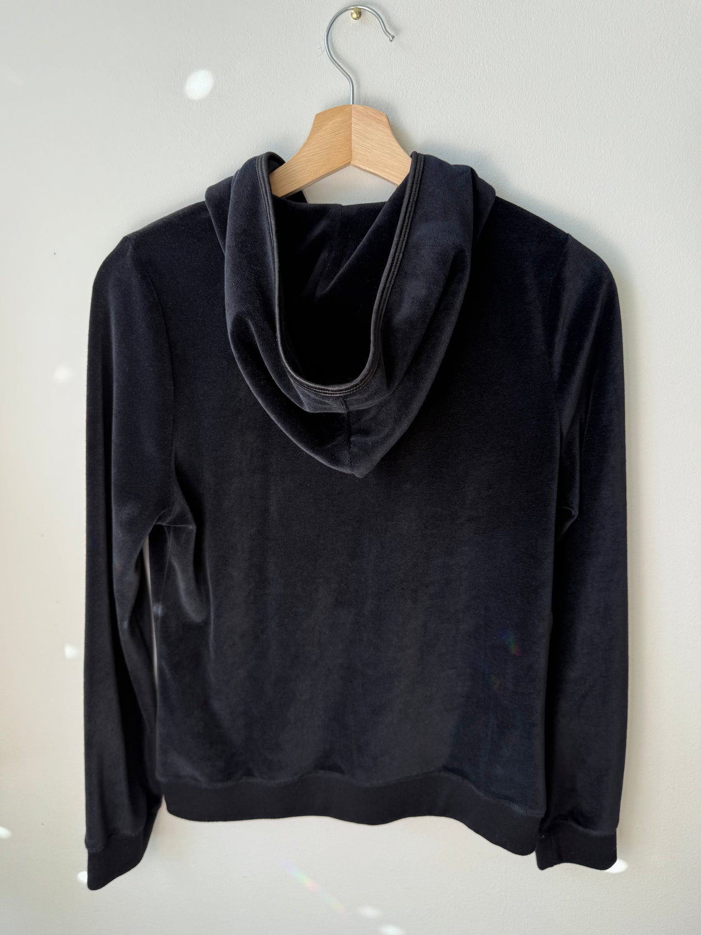 Y2K MAX SPORT Women's Black Velour Zip-Up Hoodie With Logo