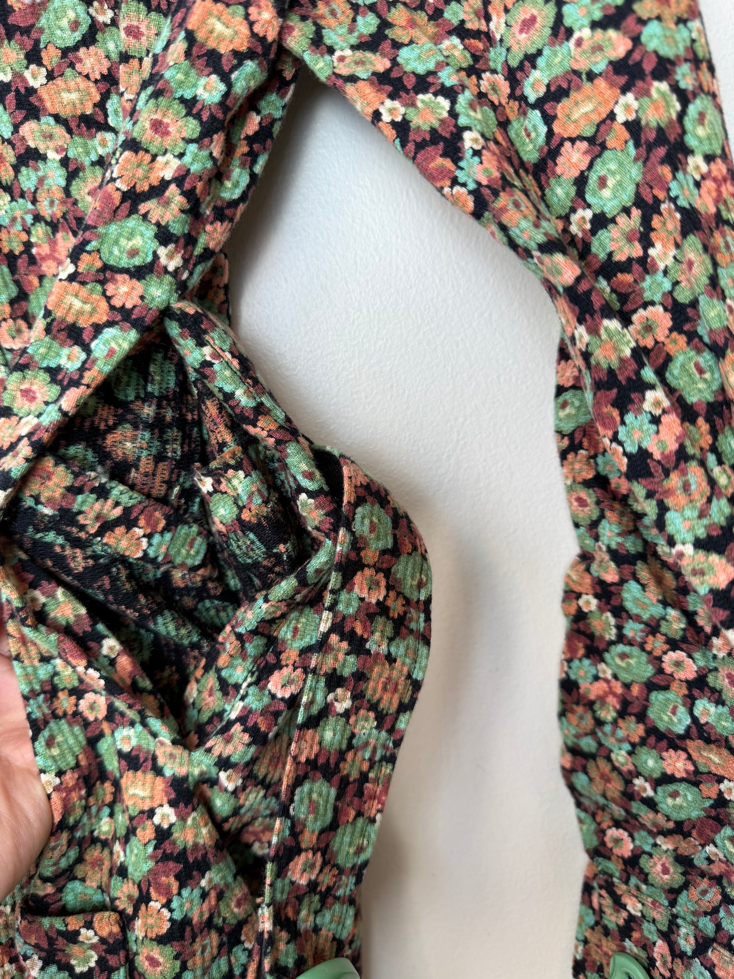 Vintage Kinder Maden Girls' Floral Patterned Dress/Jacket with Belt