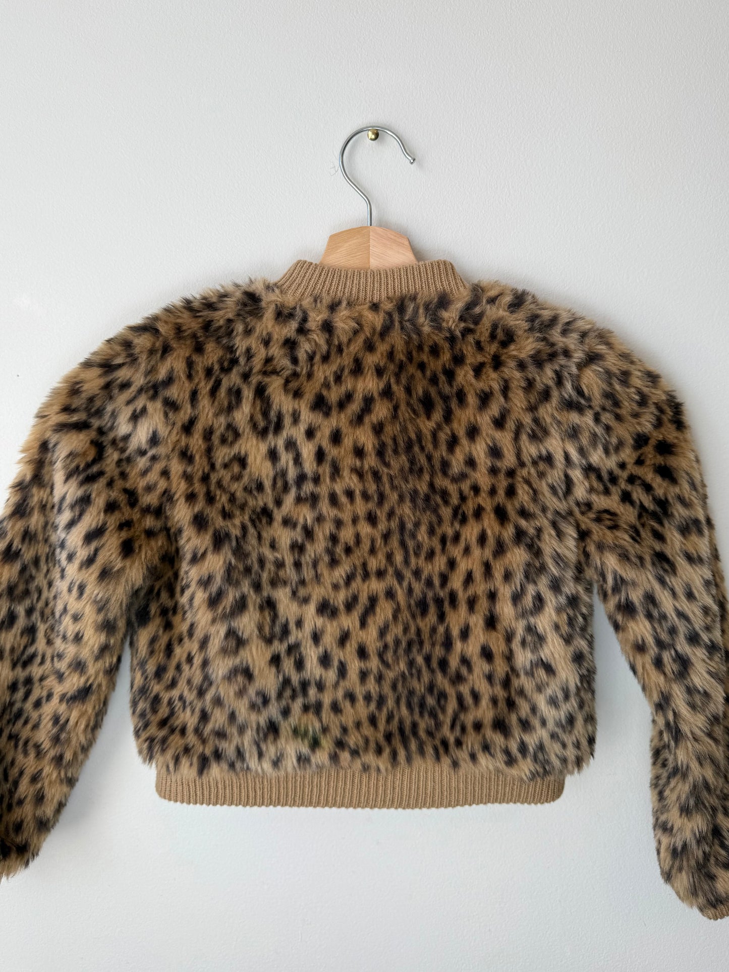 Y2K Miss Mona Mouse Girls' Leopard Faux Fur Zip-Up Jacket