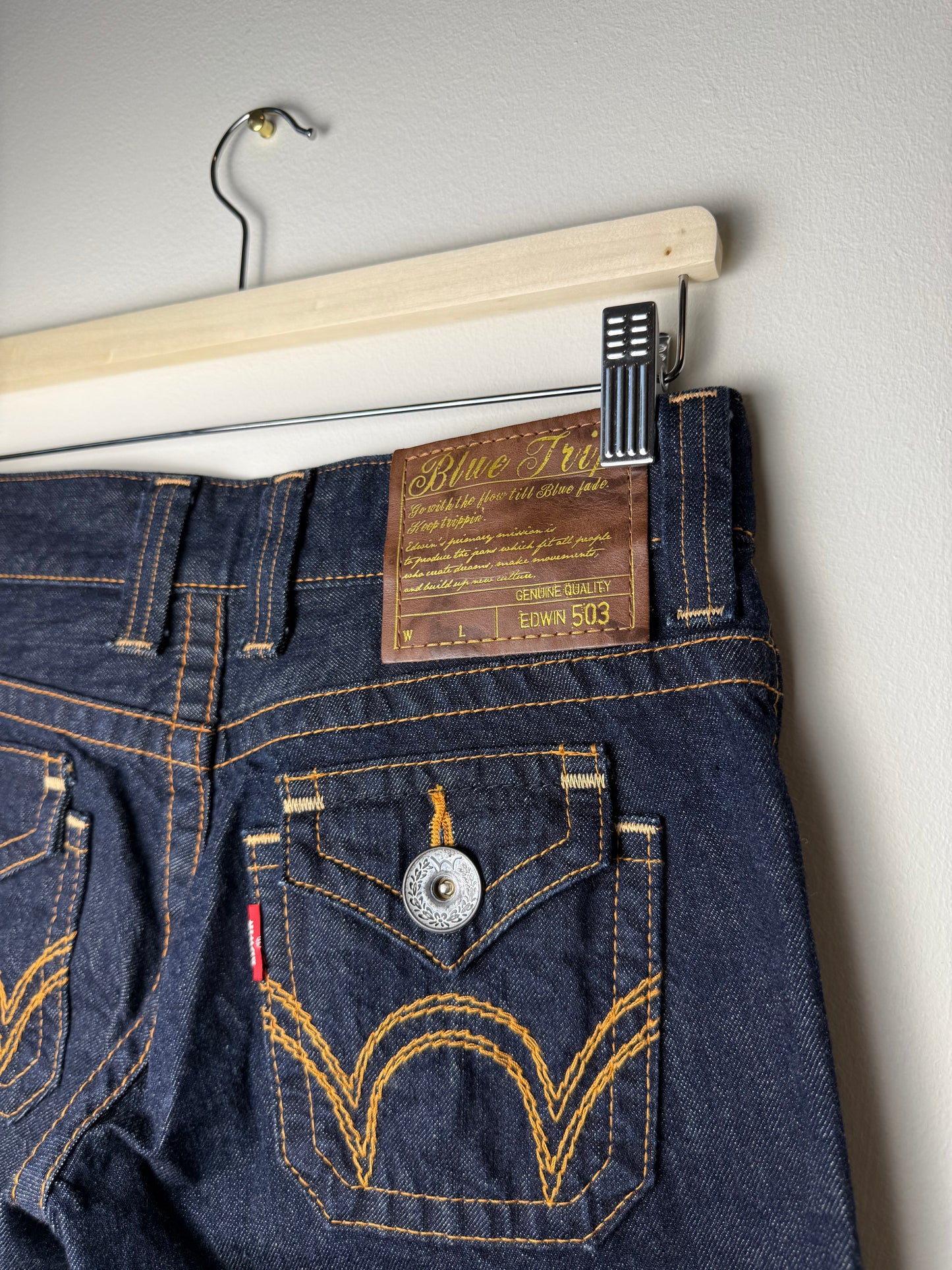 Y2K EDWIN 503 Women's Dark Blue Straight Denim