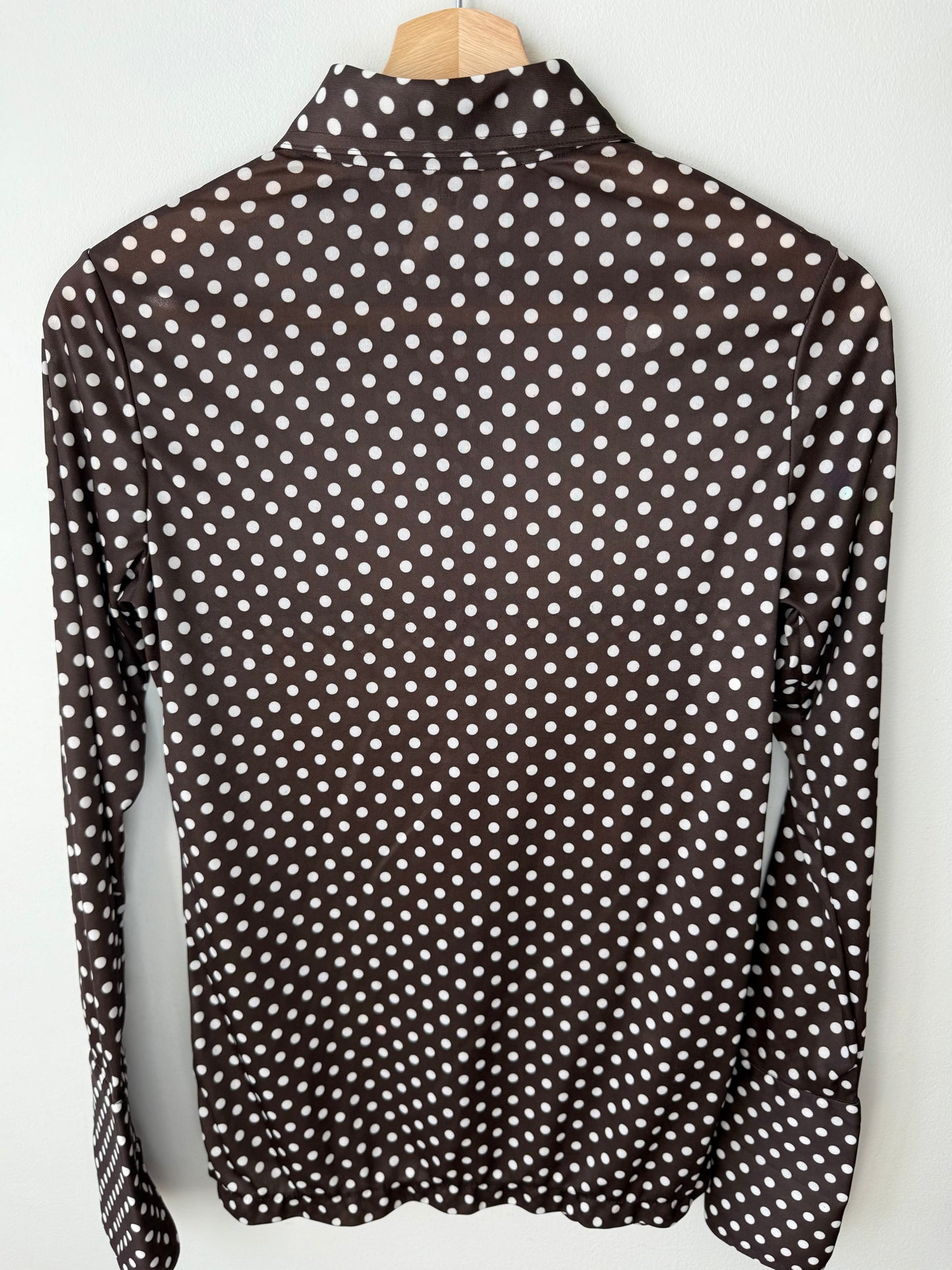 Vintage Galliano Women's Brown Polka Dot Shirt