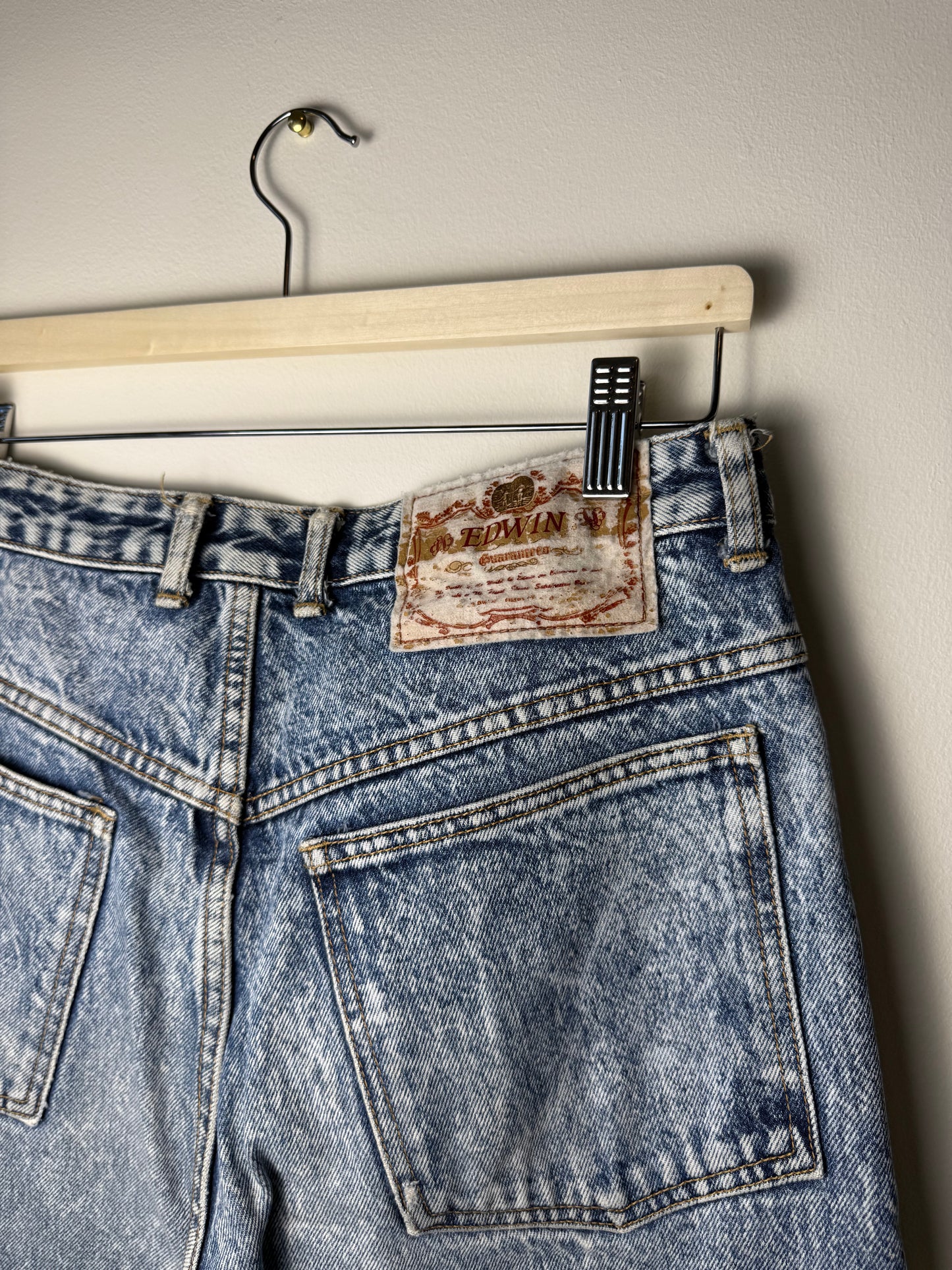 Vintage EDWIN Women's High-Waisted Acid-Wash Jeans