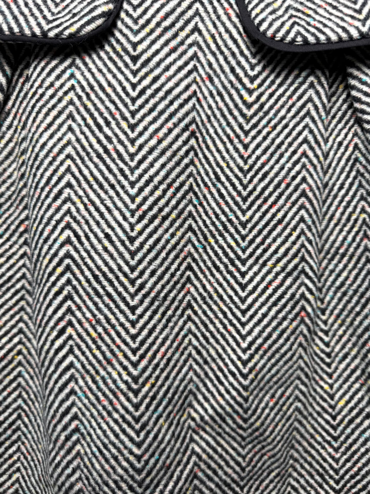 Unworn Y2K Memene Girls' Herringbone Tweed Dress Coat with Red Buttons