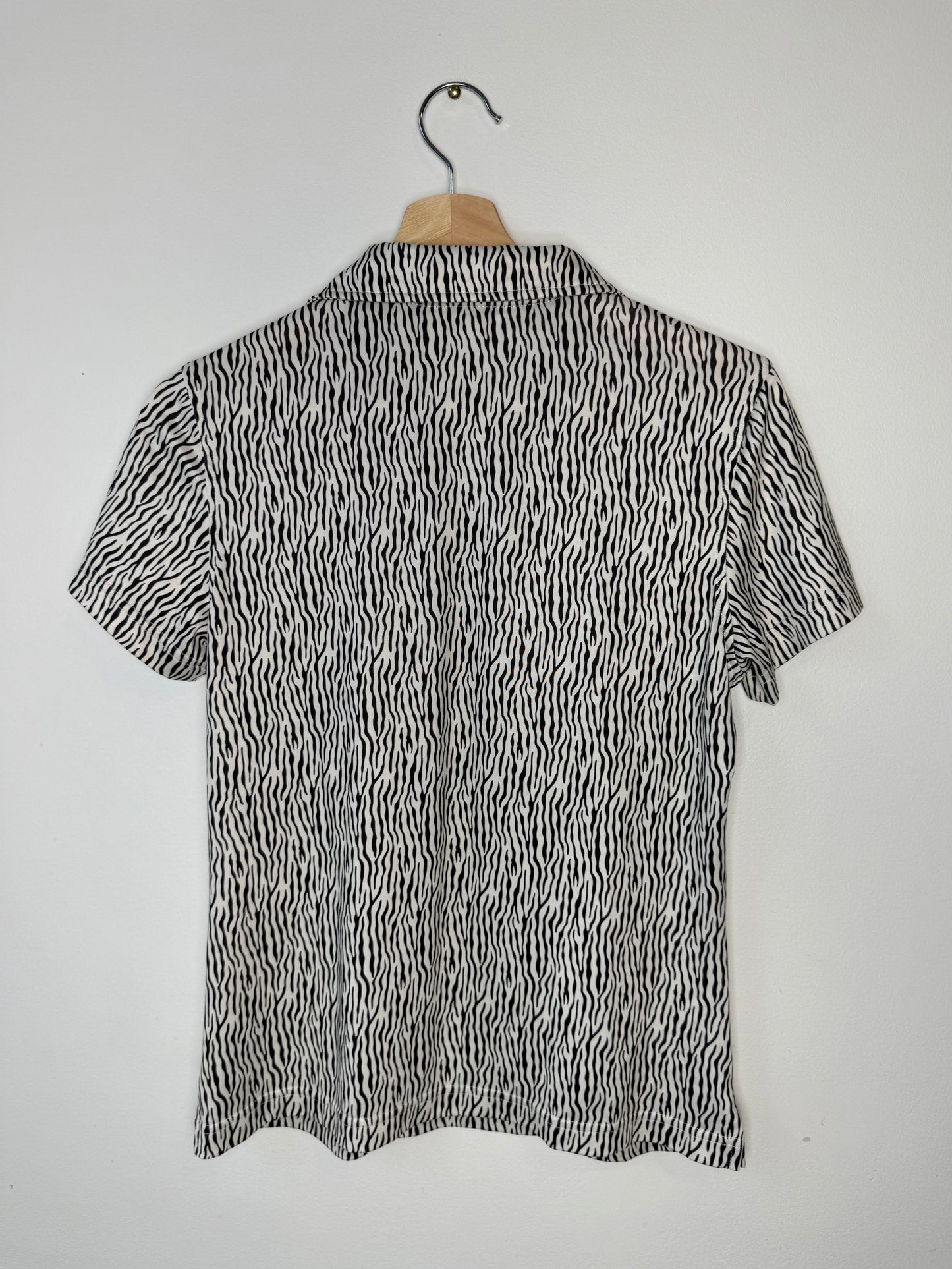 Monterey Club Women's Black & White Zebra Print Polo Shirt