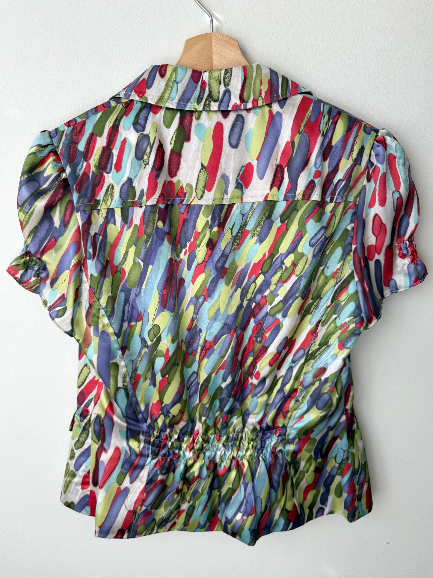 Mario Serrani Women's Colorful Patterned Satin Blouse