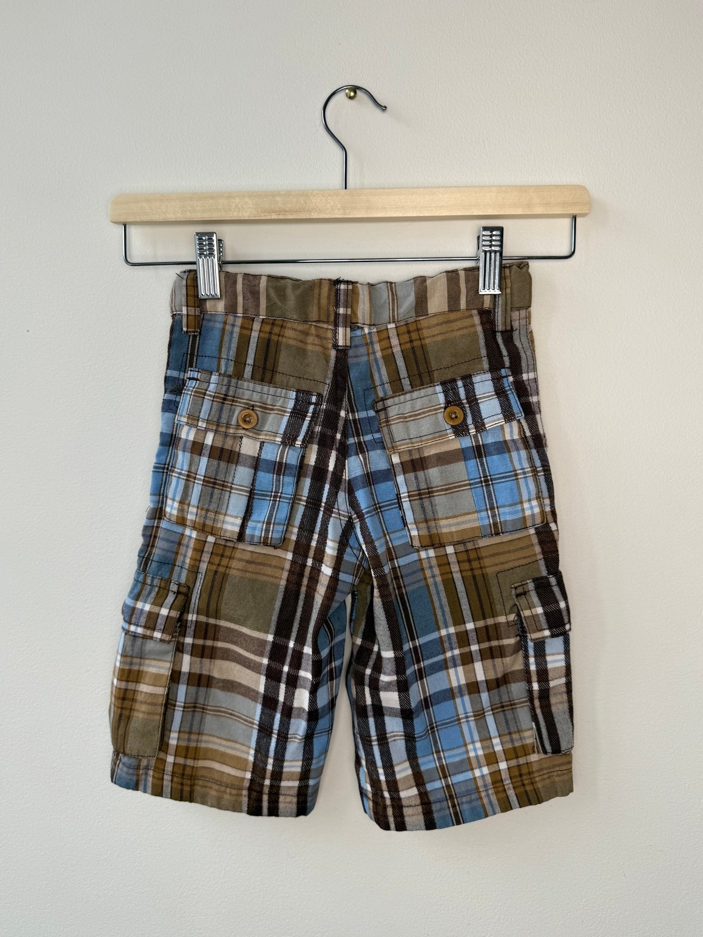 Y2K STAR Kids' Brown & Blue Plaid Shorts
