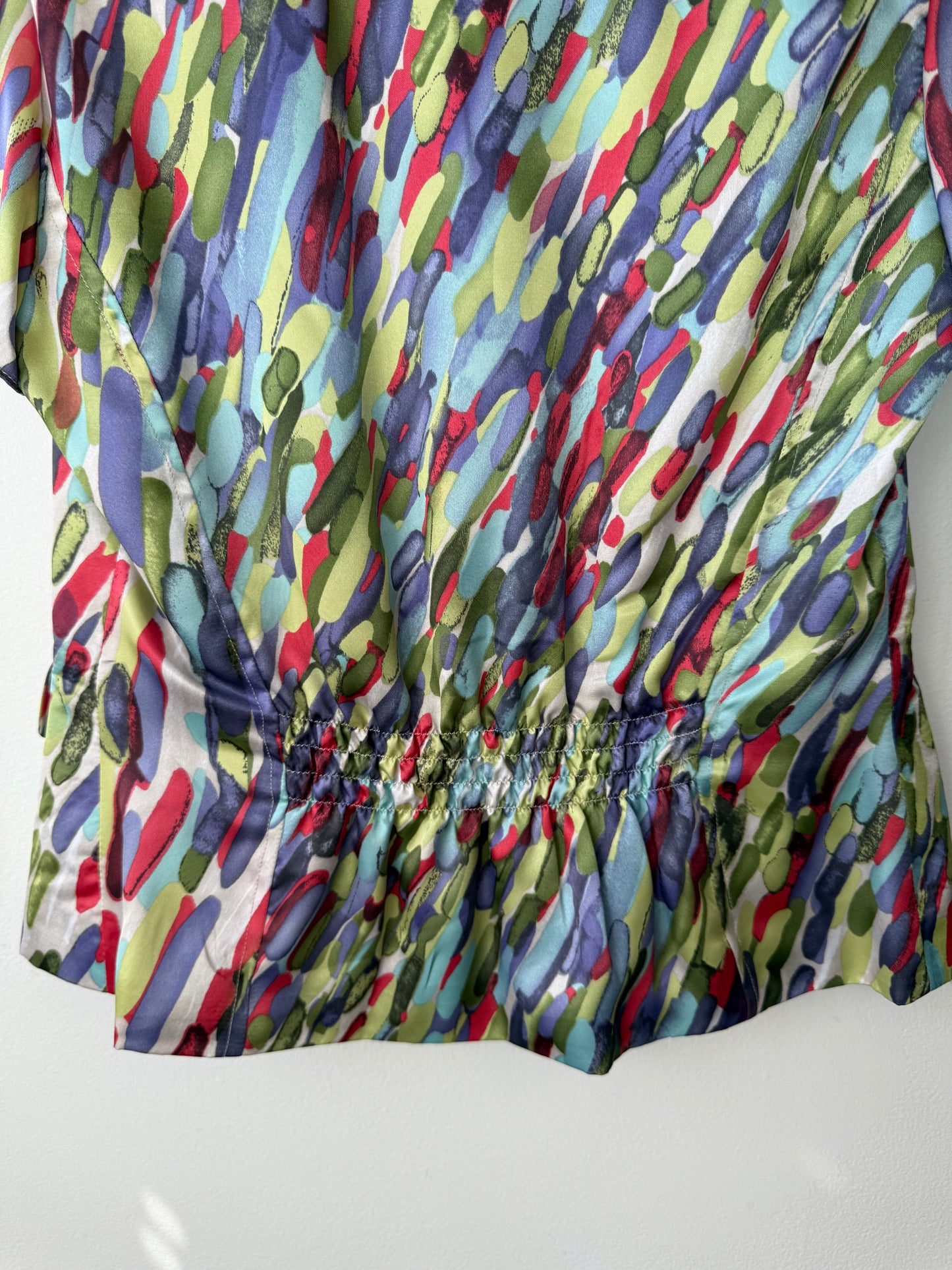 Mario Serrani Women's Colorful Patterned Satin Blouse