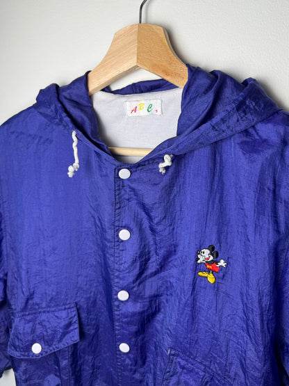 Vintage Kids' Blue-Purple Windbreaker with Mickey Mouse Embroidery