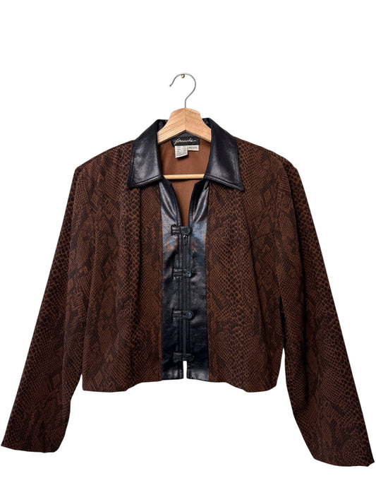 Vintage Farouche Women's Brown Snakeskin Pattern Zip-Up Jacket