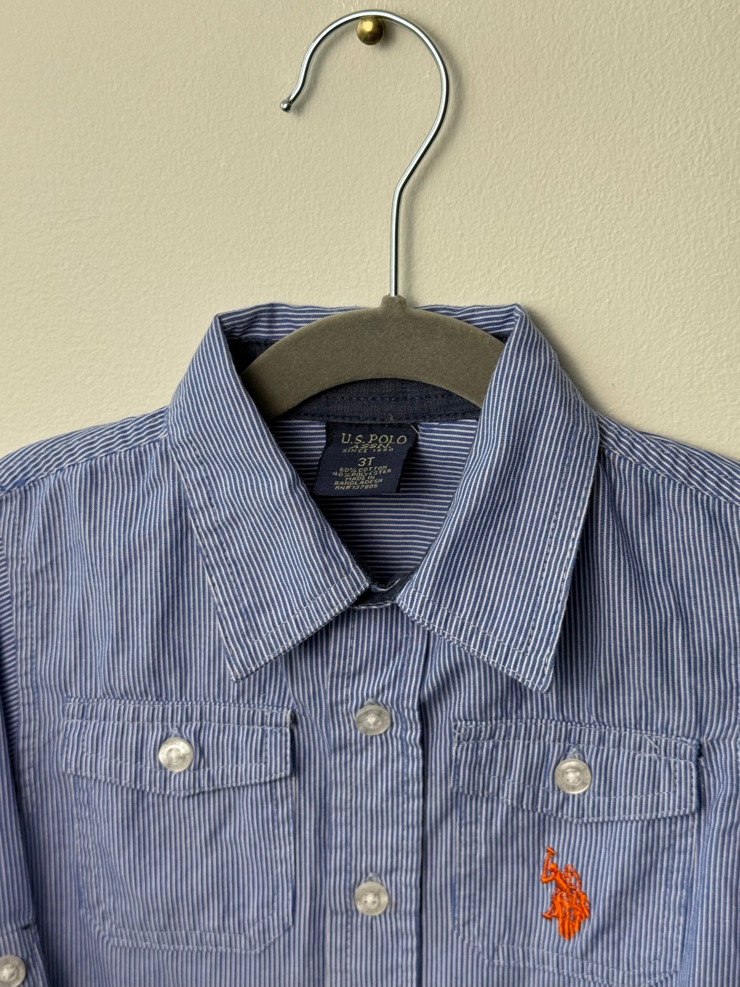U.S. POLO ASSN Boy's Blue Striped Shirt