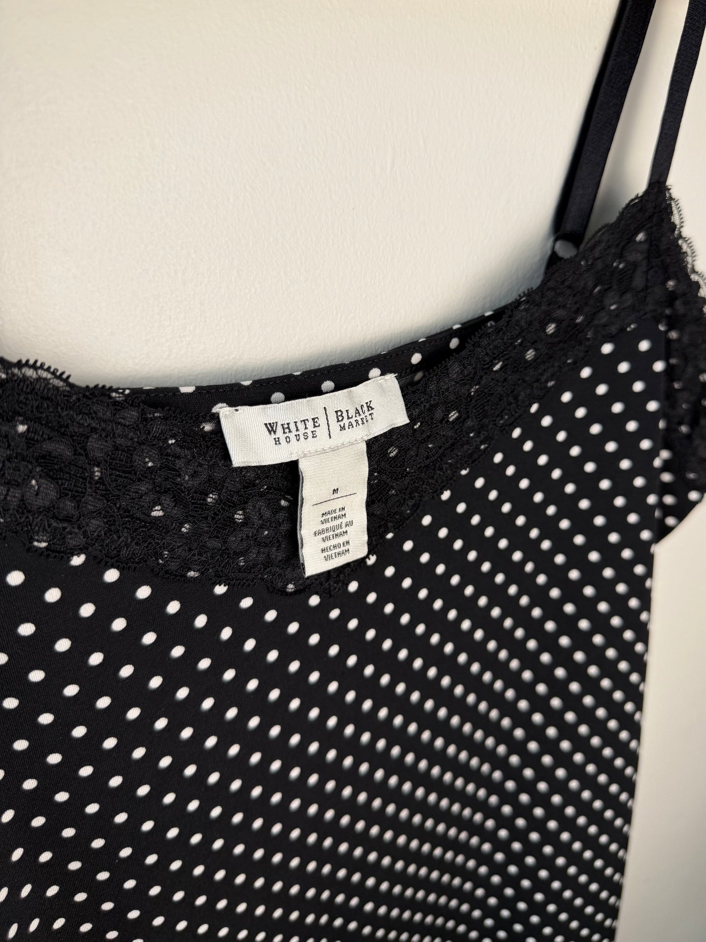Women's Black Lace & Polka Dot Camisole