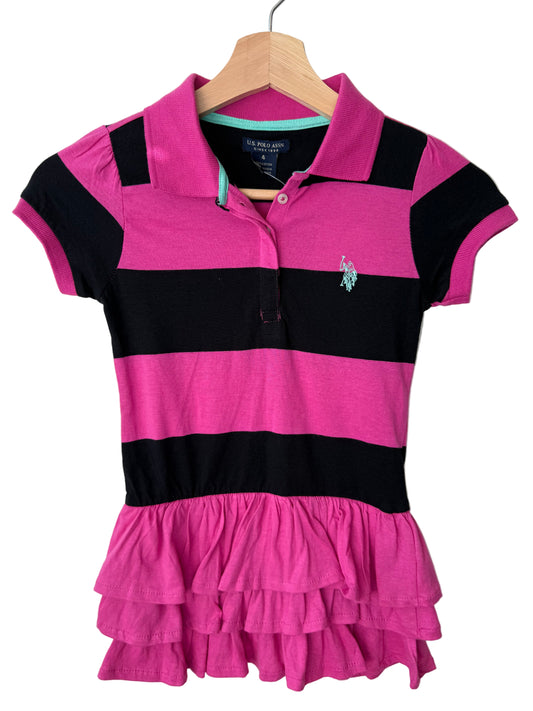 Unworn U.S. POLO ASSN. Girls' Pink & Black Striped Dress