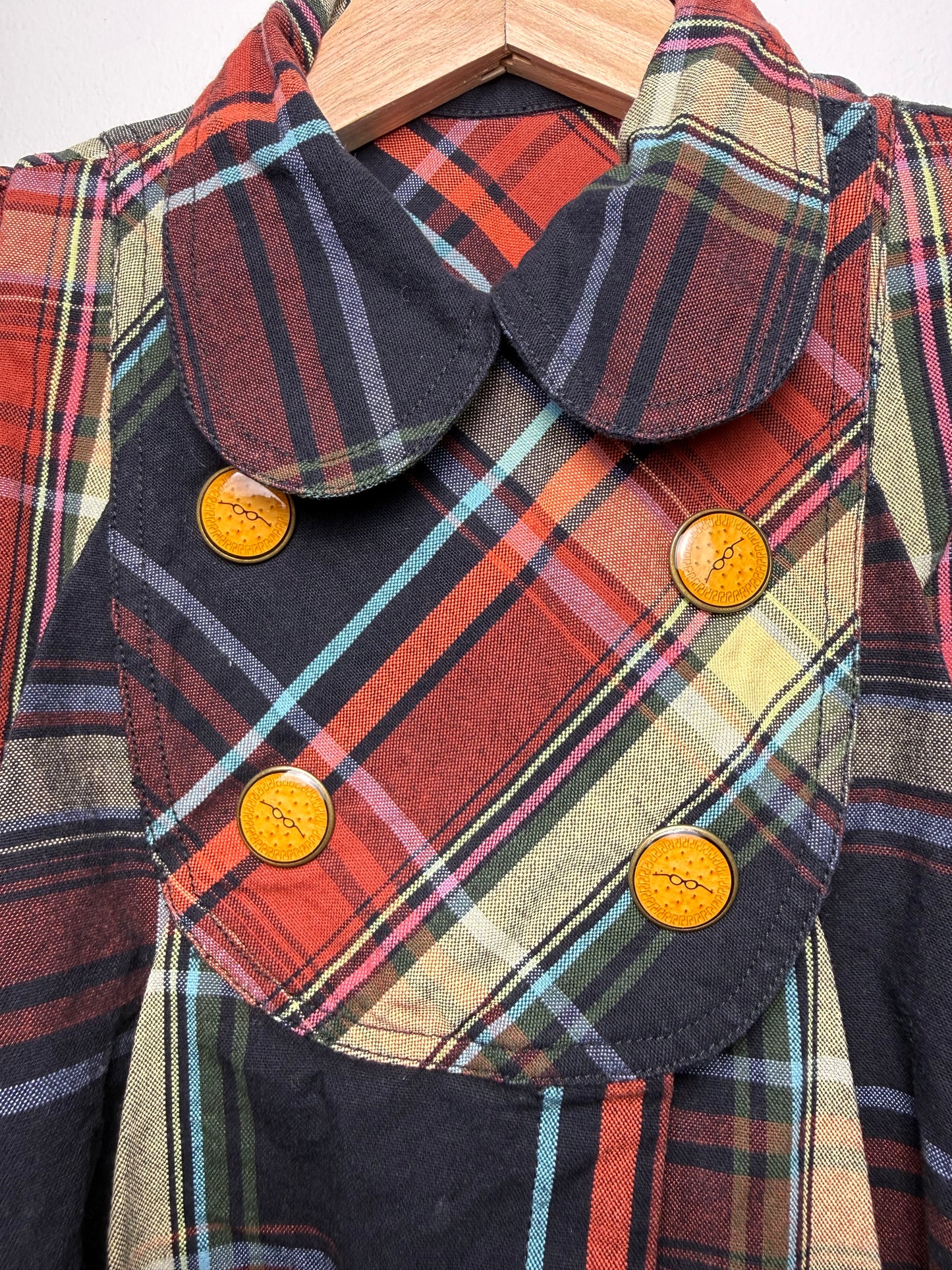 Y2K RONALDO FRAGA Girls' Multicolored Plaid Dress Coat