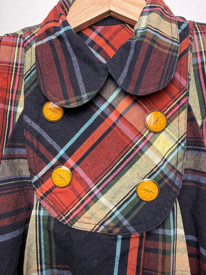 Y2K RONALDO FRAGA Girls' Multicolored Plaid Dress Coat