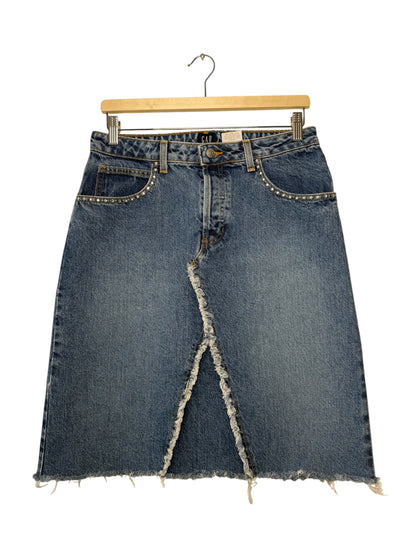 Y2K GAP Women's Denim Knee-Length Skirt with Rhinestone Details