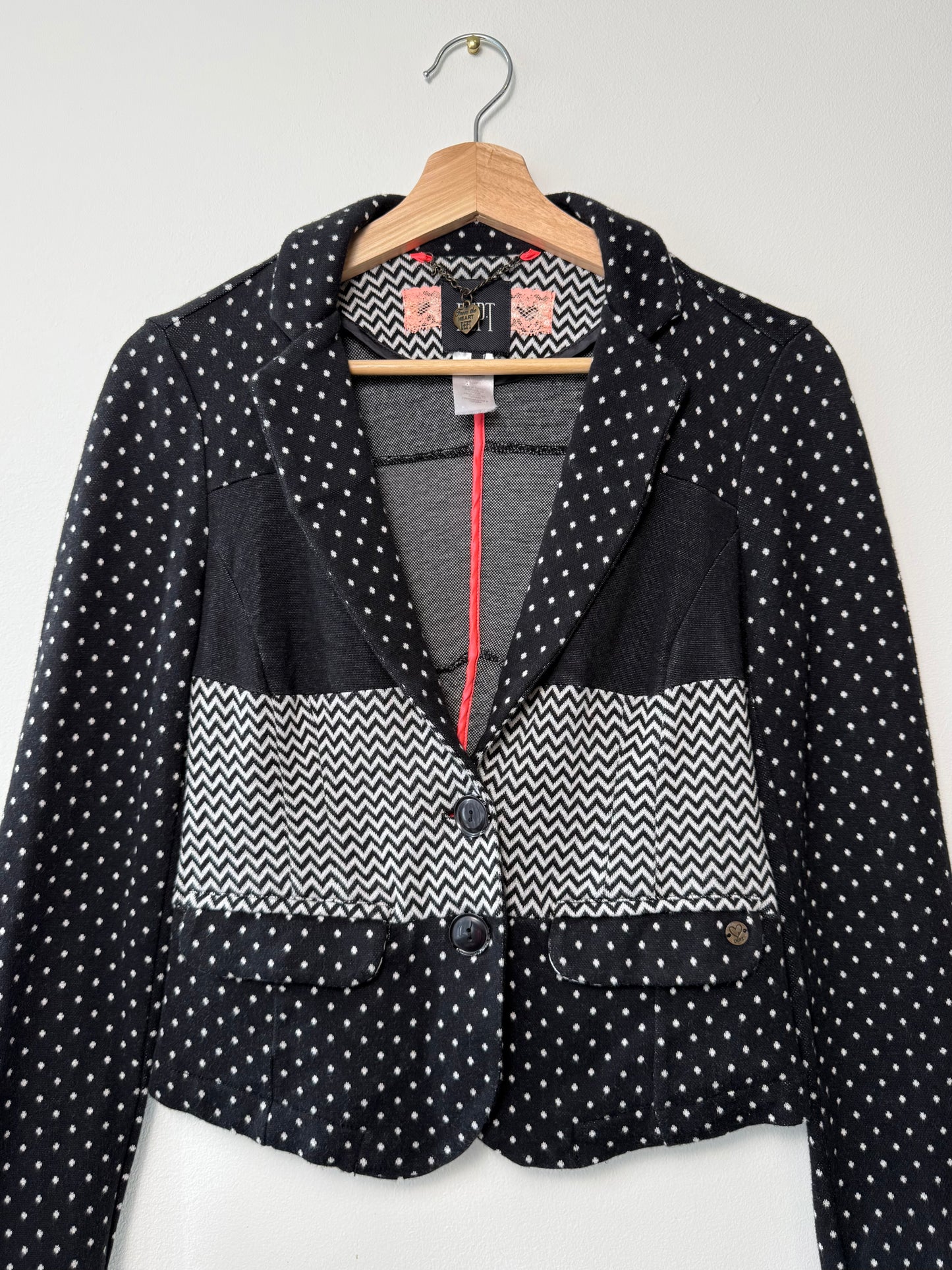 Y2K DEPT Women's Black & White Polka Dots Blazer/Jacket