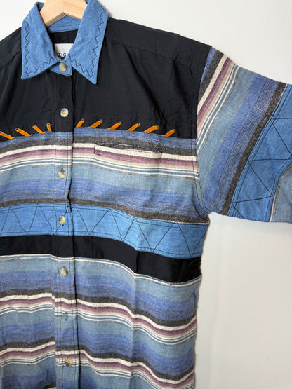 Unworn Vintage ZIGZAG Women's Blue Southwestern Style Shirt