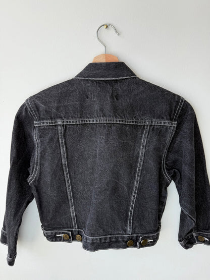 Y2K FRENCH TOAST Kids' Black Denim Jacket with White Stitching