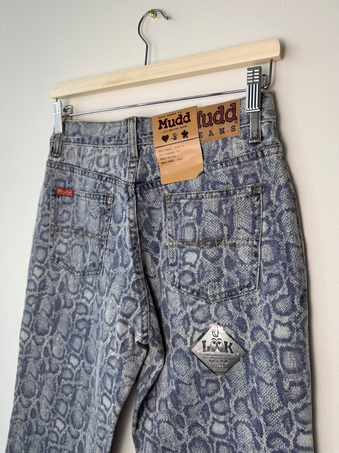 Unworn Vintage Y2K Mudd Kids' Blue Snakeskin Print Jeans