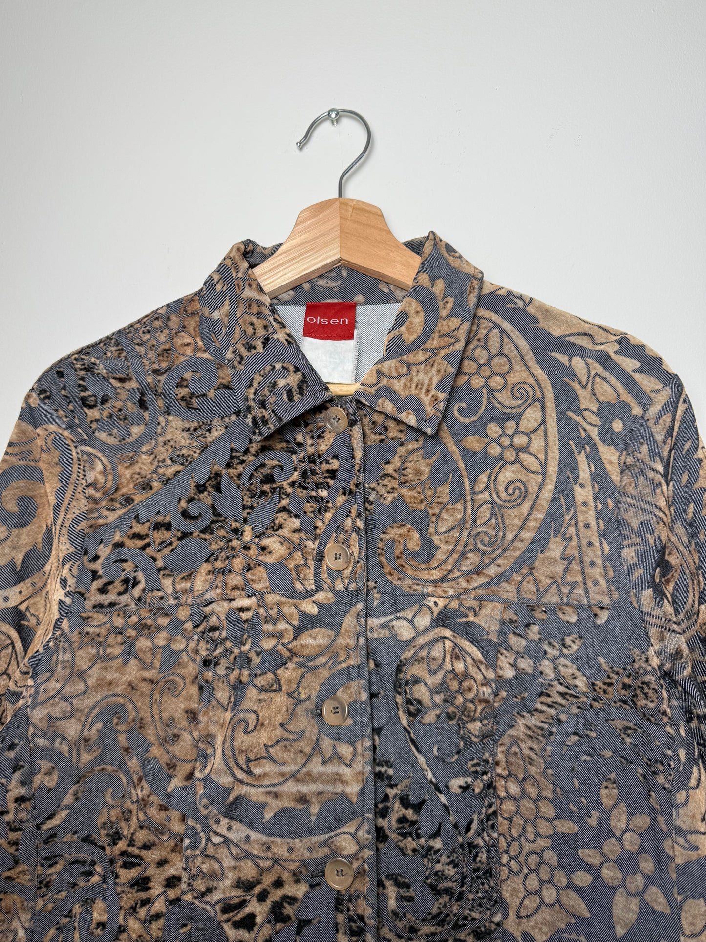 Vintage Y2K Women's Olsen Black Animal Print Denim-Style Jacket