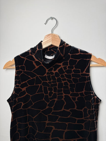 Vintage Y2K Women's Giraffe Print High-Neck Tank Top