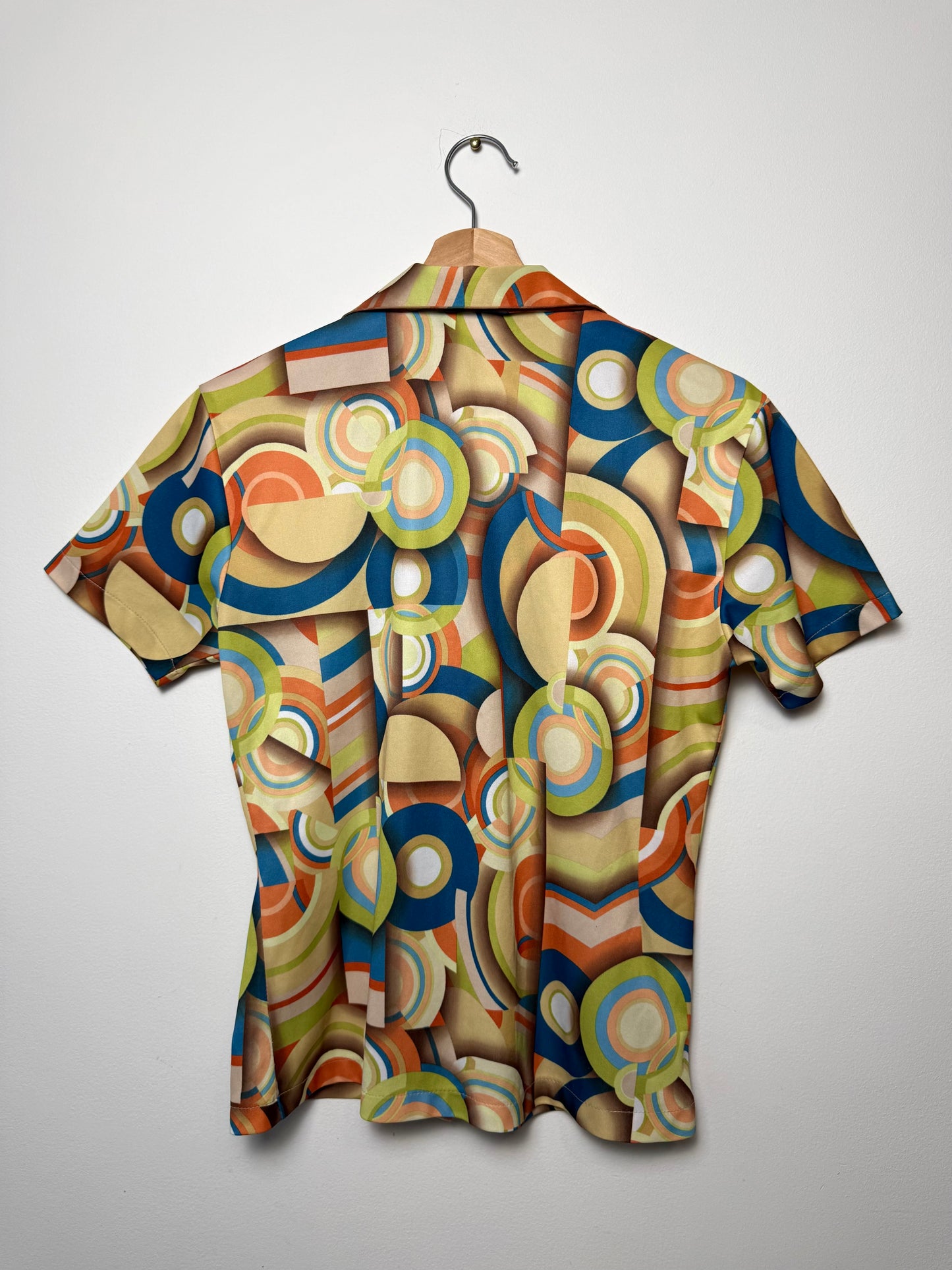 Vintage Y2K SIMPATICO Women's Retro Printed Short Sleeve Button-Down Top