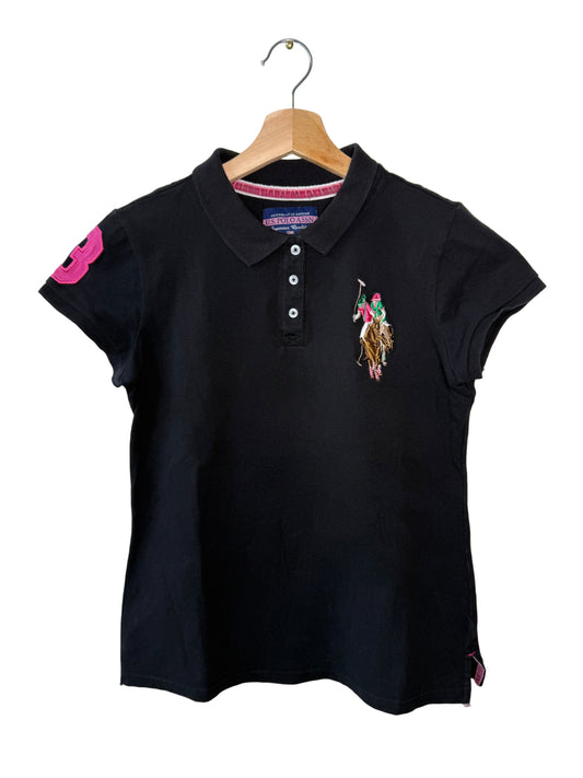 U.S. POLO ASSN. Women's Black Short-Sleeve Polo Shirt