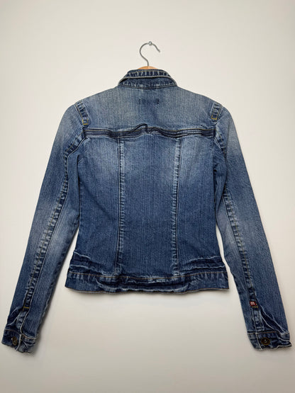Vintage Y2K moto Women's Blue Denim Jacket