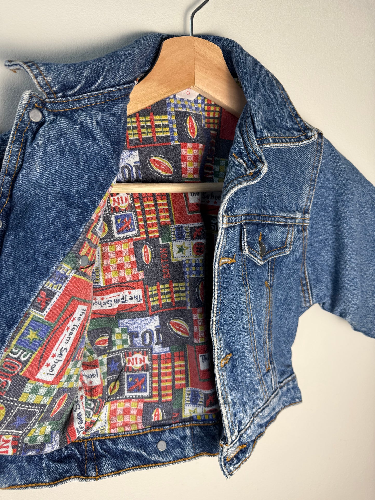 Vintage ZECAR Kids' Blue Denim Jacket with Retro Lining