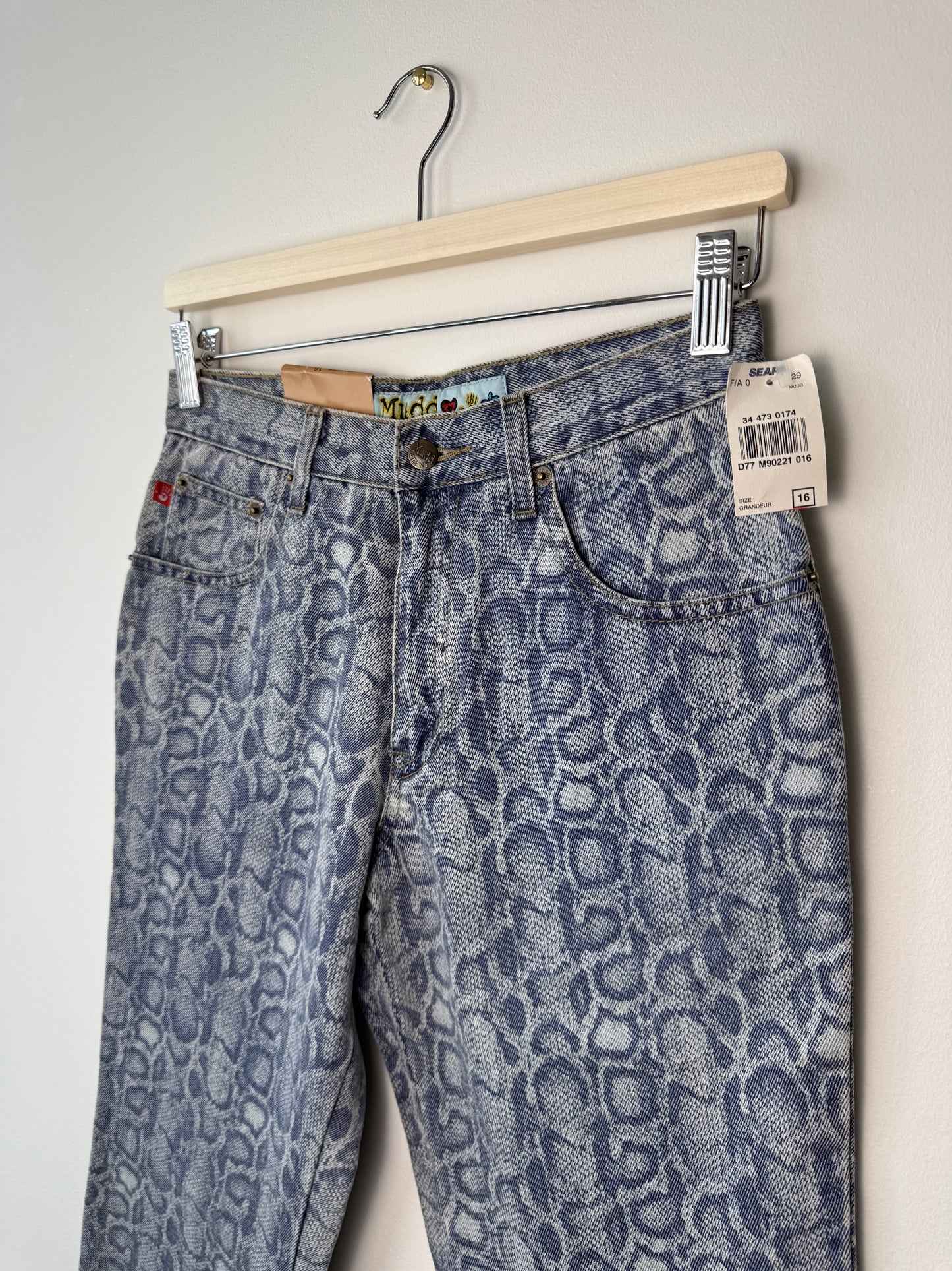 Unworn Vintage Y2K Mudd Kids' Blue Snakeskin Print Jeans