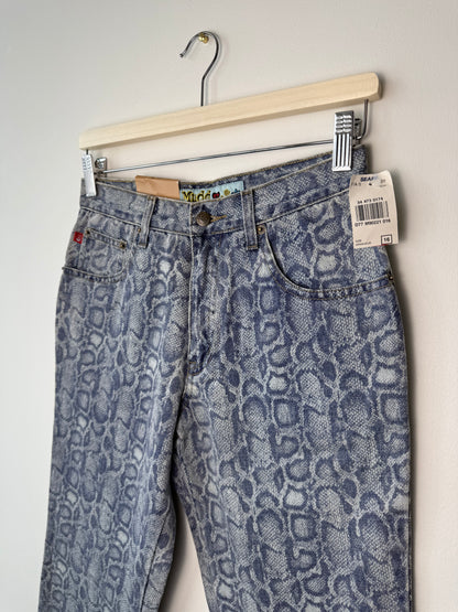 Unworn Vintage Y2K Mudd Kids' Blue Snakeskin Print Jeans