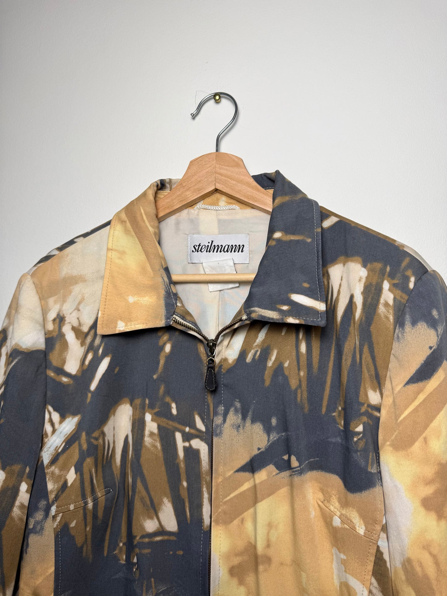 Vintage Y2K Steilmann Women's Abstract Artistic Print Zip-Up Jacket