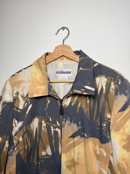 Vintage Y2K Steilmann Women's Abstract Artistic Print Zip-Up Jacket