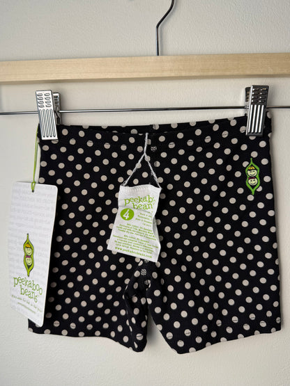 Unworn Peek A Boo Beans Girl's Black Polka Dot Short Leggings
