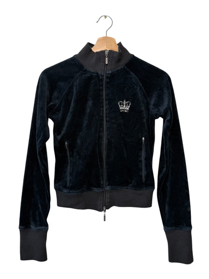 Y2K SPY C Women's Navy Velour Track Zip-Up Jacket