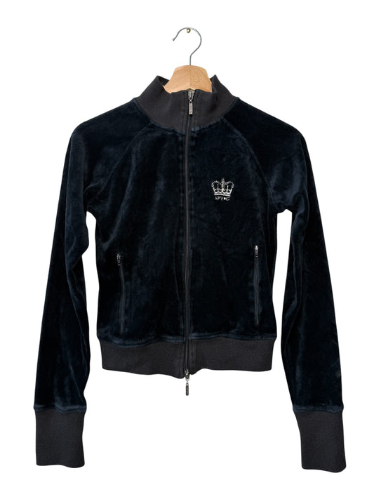 Y2K SPY C Women's Navy Velour Track Zip-Up Jacket