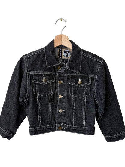 Y2K FRENCH TOAST Kids' Black Denim Jacket with White Stitching