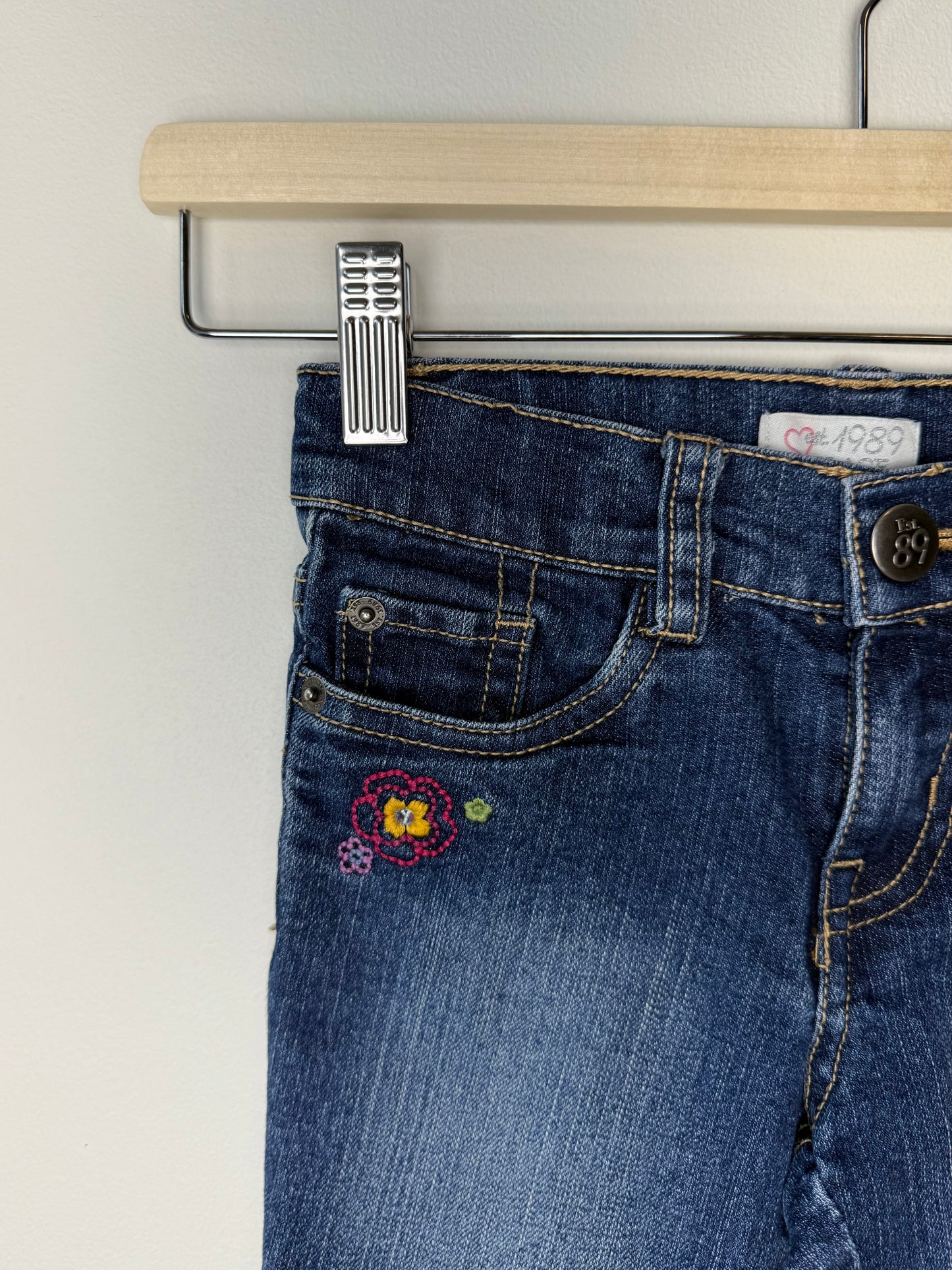 EST 1989 PLACE Girl's Blue Denim Shorts with Embroidery