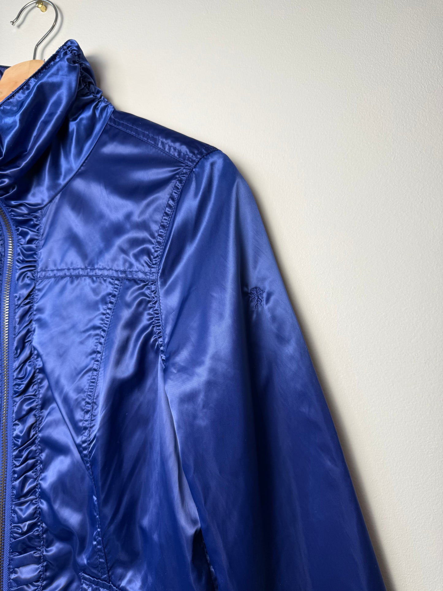 Y2K edc Women's Shiny Blue Lightweight Zip-Up Jacket