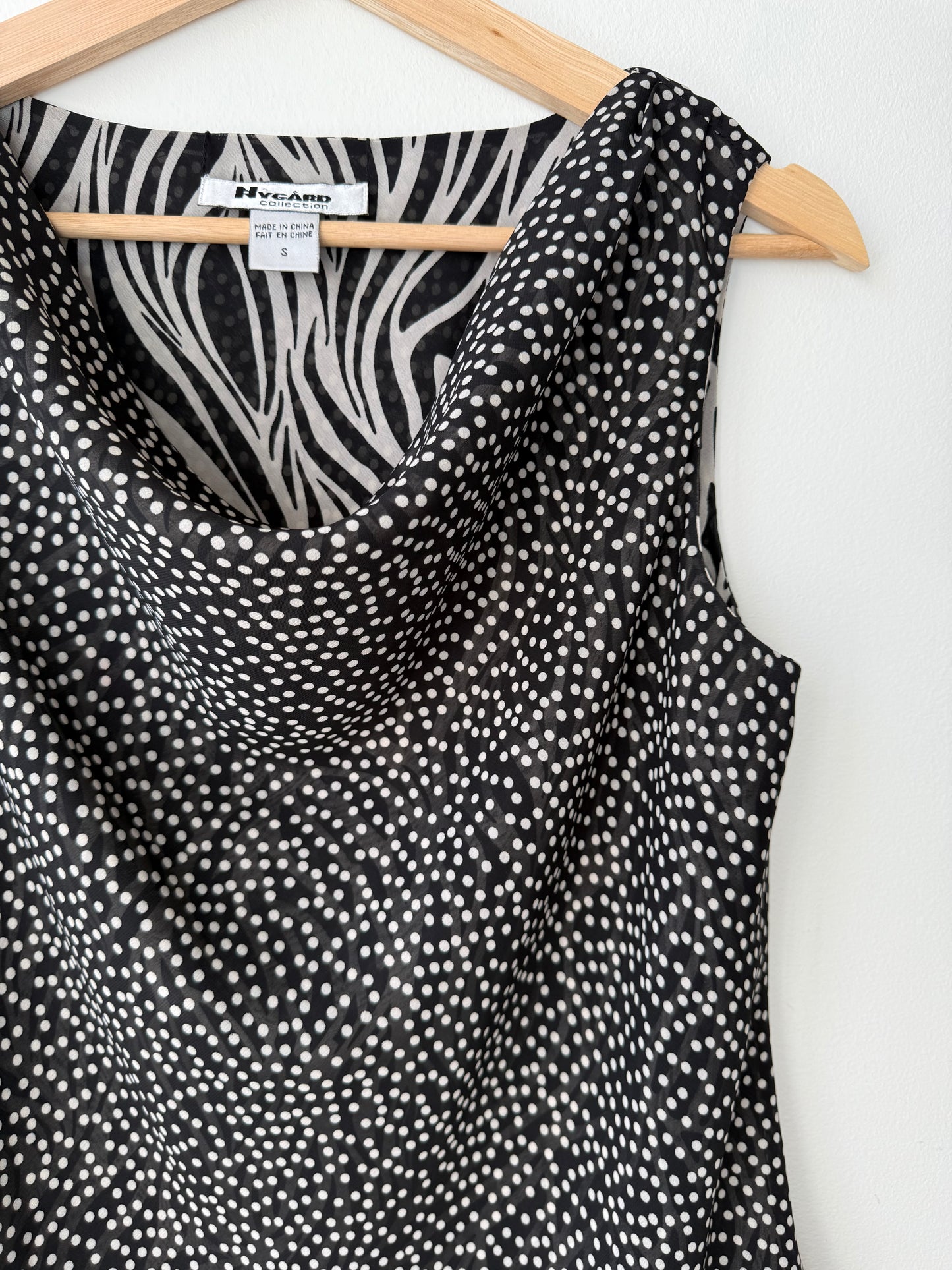Nygard Collection Women's Reversible Zebra + Polka Dot Sleeveless Top