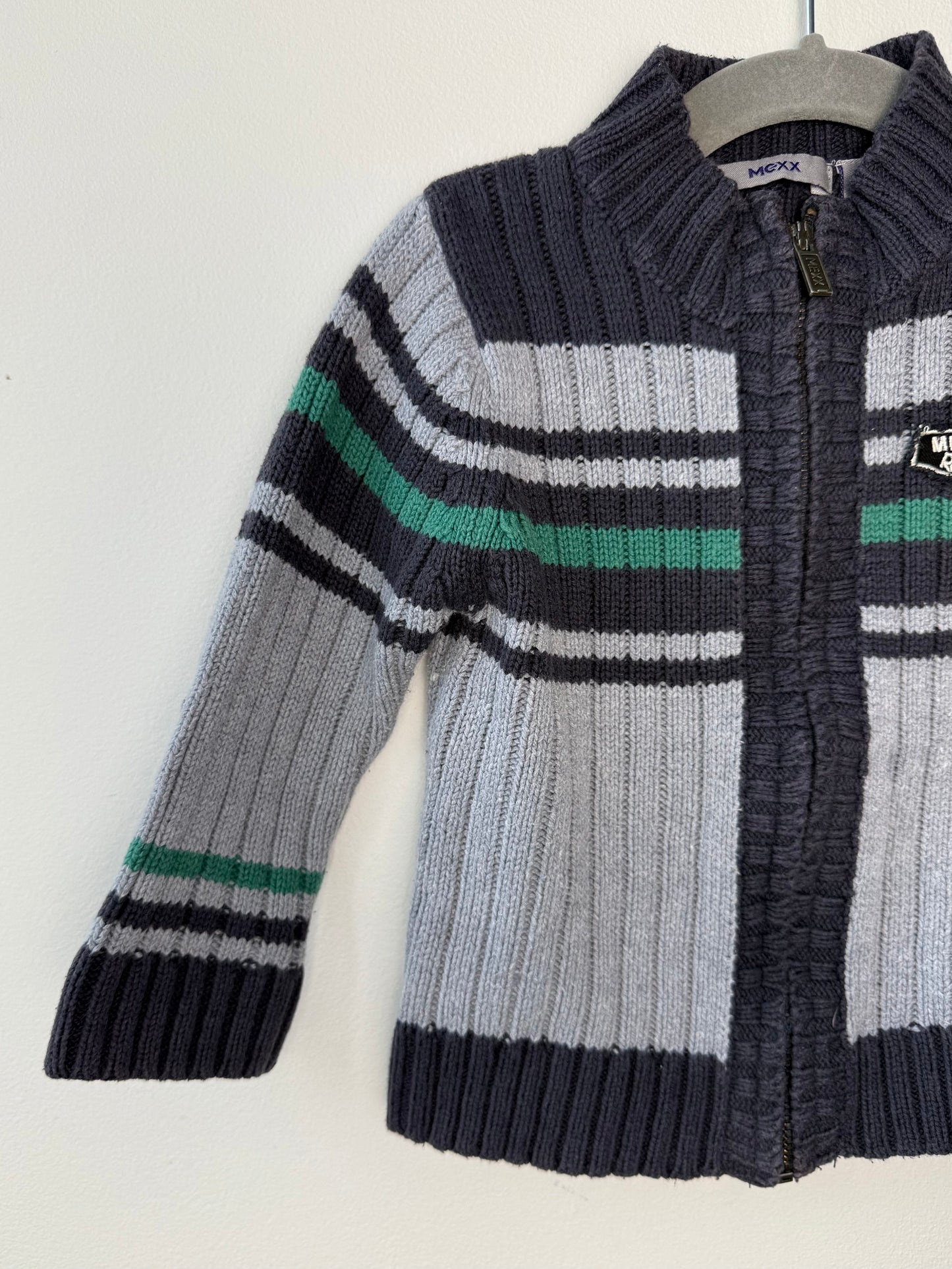 MEXX Boy's Zip-Up Knit Sweater with Stripes