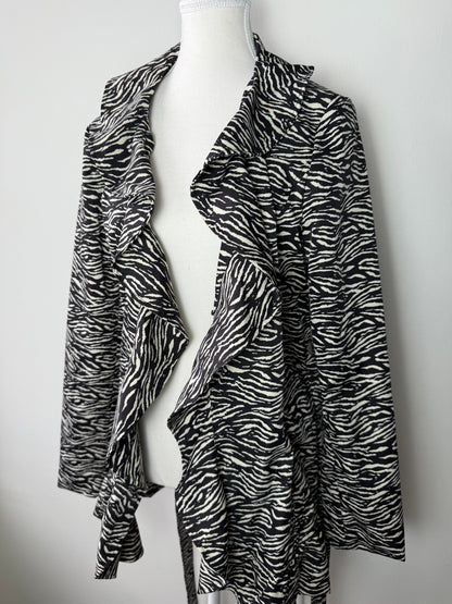 Sandro Studio Women's Zebra Print Ruffle Collar Jacket